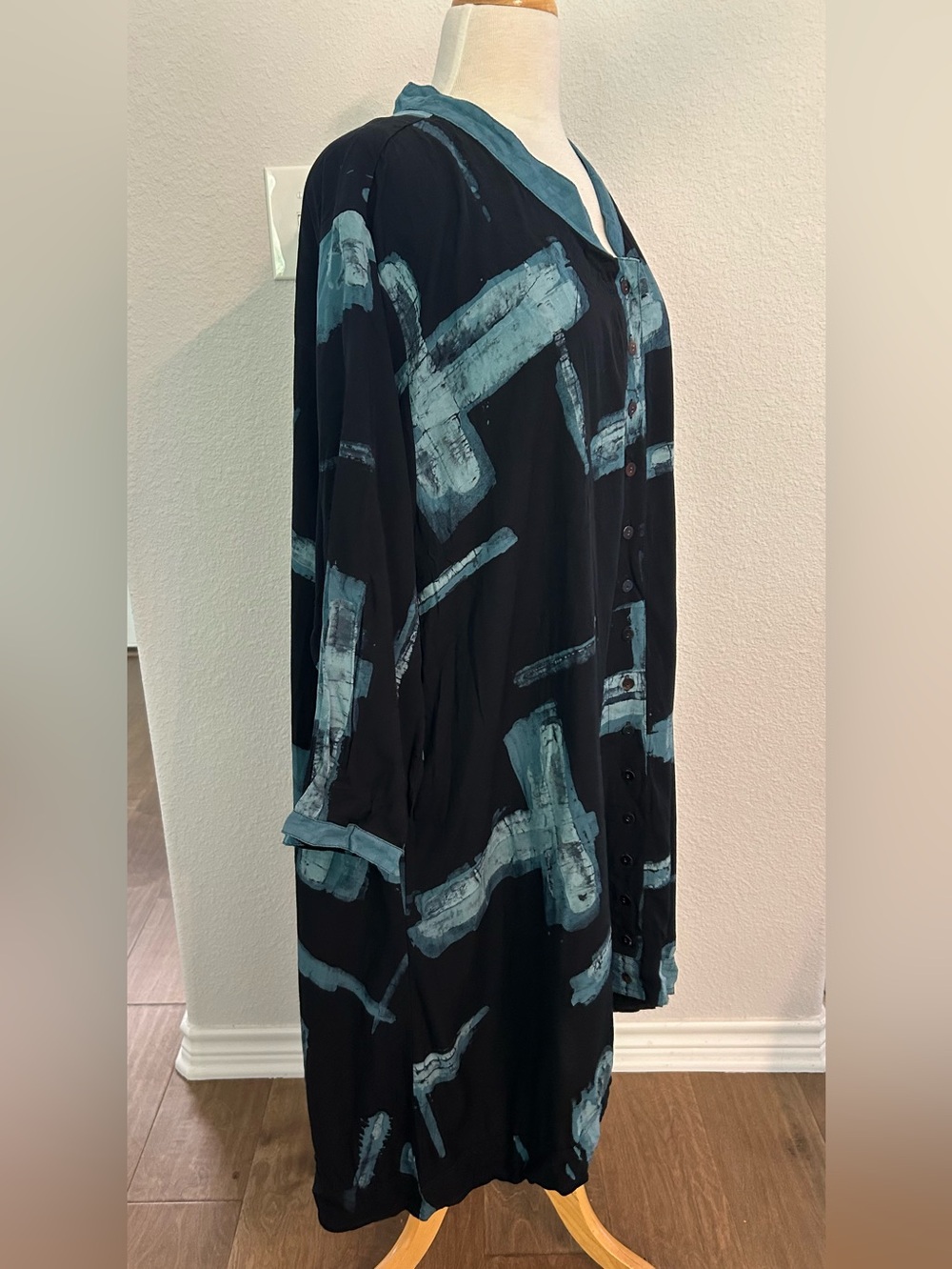 Lyng designs art to wear lagenlook abstract long tunic dress top 3X - Picture 2 of 5